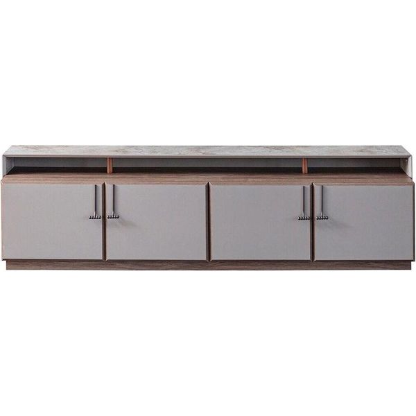 Soggiorno Credenza Tavolo Tv Rtv Lowboard Grigio Legno Jvmoebel-image