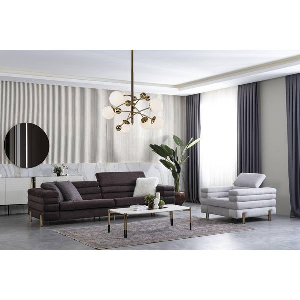 Set Di Divani Di Design Per Il Soggiorno, Quattro Posti, Poltrona Lounge Di Lusso 2Pcs-image