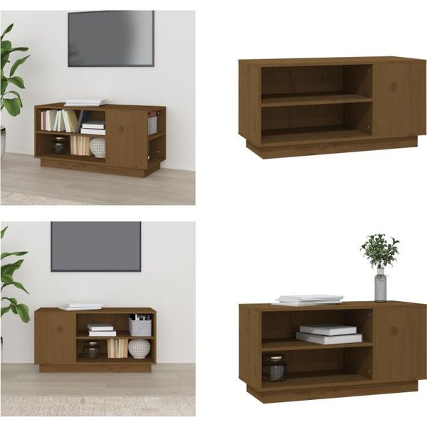 Vidaxl Mobile Tv Marrone Miele 80X35X40,5 Cm In Legno Di Pino Massiccio - Mobile Tv - Mobile Tv - Mobili Tv - Porta Tv-image