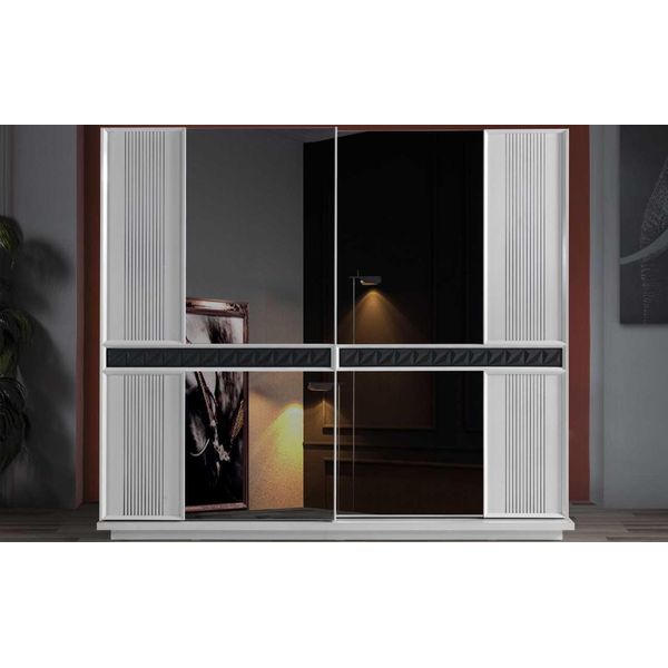 Armadio Bianco-Marrone Armadio Esclusivo In Legno Mobili Per La Camera Da Letto-image