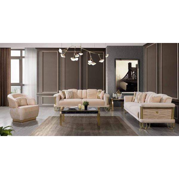 Set Di Divani Moderni Beige 3+3+1 Posti Poltrona Imbottita Di Design Jvmoebel-image