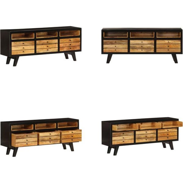 Vidaxl Mobile Tv In Legno Massiccio Di Mango 120 X 30 X 50 Cm - Porta Tv - Porta Tv - Mobile Tv - Mobili Tv-image