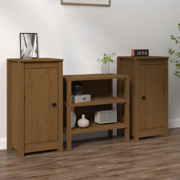 Maison Exclusive - Credenze 2 Pezzi Marrone Miele 39X35X80 Cm Legno Massello Di Pino-image