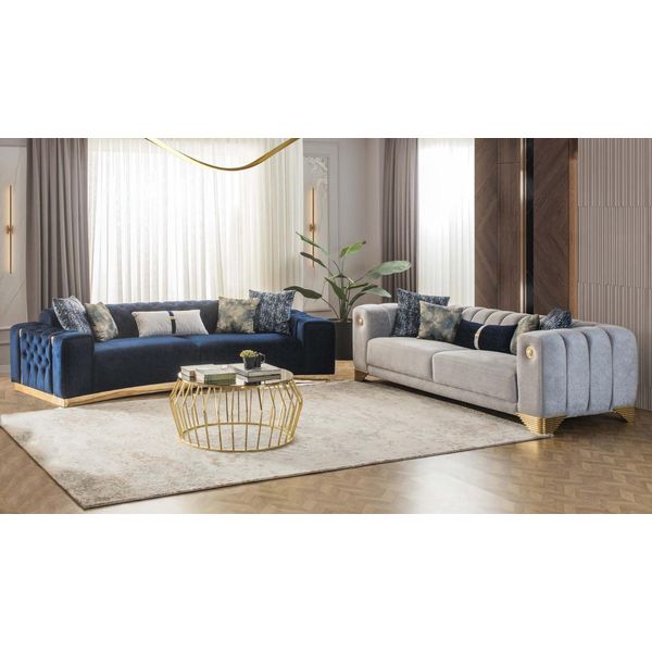 Divano Imbottito Blu Divano A 4 Posti Seduta In Tessuto Design Lussuoso Moderno Jvmoebel-image