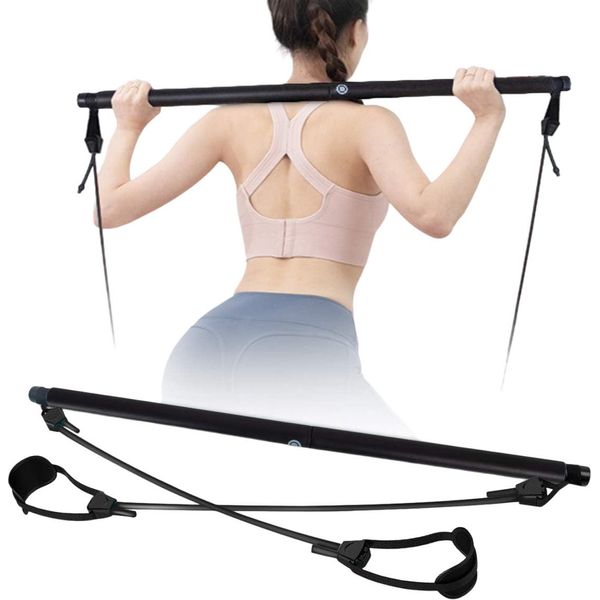 Barra Pilates, Set Di Barre Pilates Con Bande Di Resistenza Home Gym Workout Fitness Nero - Tonebar-image