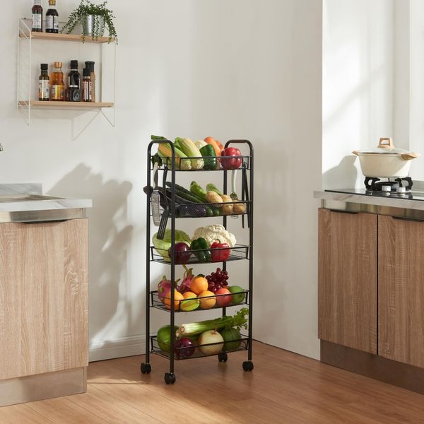 Carrello 'Tromsø' Carrello Portavivande A 5 Livelli 103X44X26Cm Nero-image