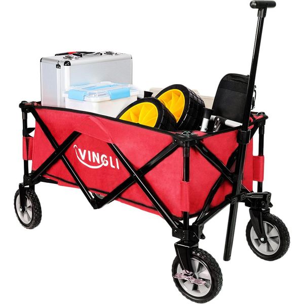 Carrello Manuale Pieghevole Fch Carrello Da Trasporto Carrello Per Attrezzature | Pieghevole | Pneumatici In Gomma Piena | Capacità Di Carico Fino A 100 Kg Carrello Da Trasporto Rimorchio Da Giardino-image
