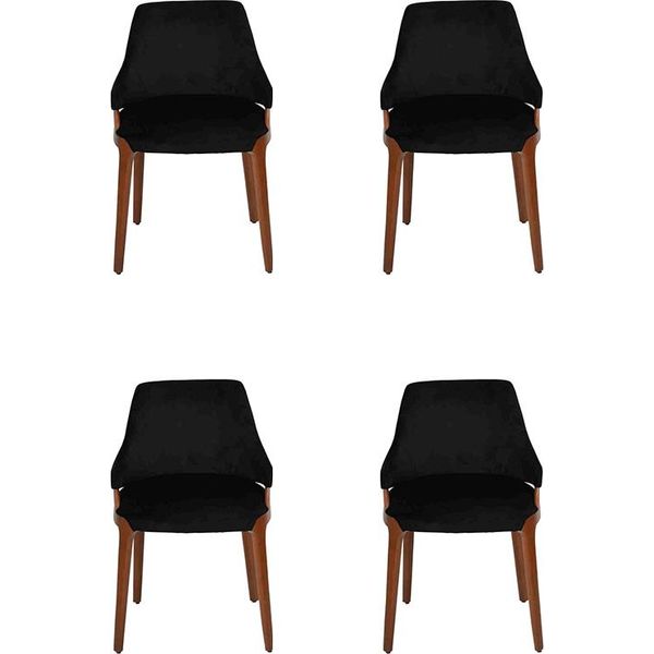 Lusso Sala Da Pranzo Nero 4X Sedie Legno Moderno Arredamento Design Jvmoebel-image