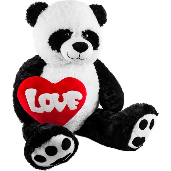 Brubaker Xxl Panda 100 Cm Con Cuore D'amore - Peluche Orsacchiotto Di Peluche-image
