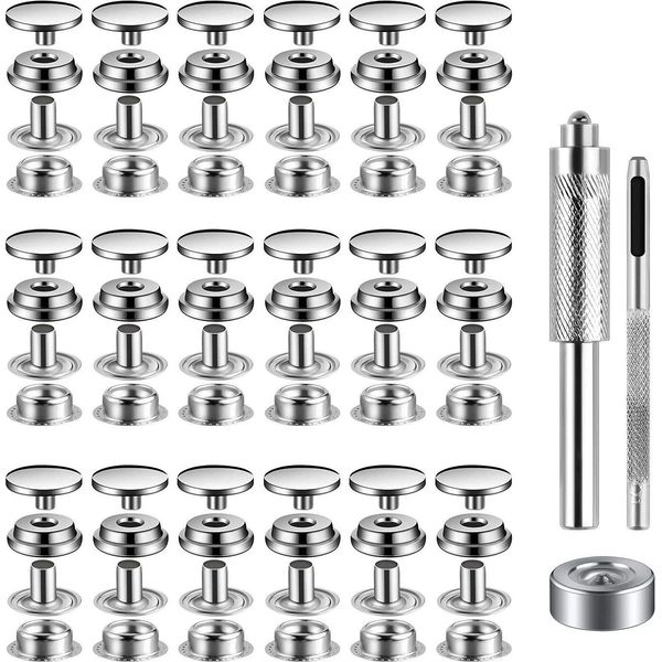 Inf Set Con Chiusura A Scatto Da 15 Mm - Set Di Attrezzi Con Bottoni A Pressione D'argento-image