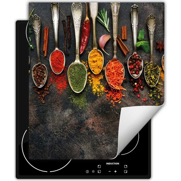 Darhaus Piastra Di Copertura Per Fornelli 45X52 Cm Tappetino Antiscivolo Roll-Up, Spezie - Cucchiaio-image