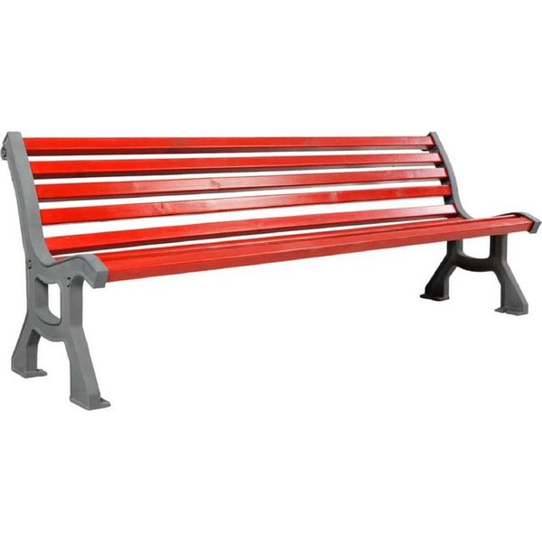 Casa Padrino Panchina Da Giardino In Stile Industriale Rosso/Grigio 183 Cm-image