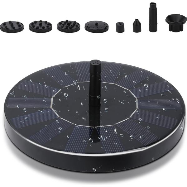 Yakimz Pompa Solare Per Fontana 1,5W Pompa Solare Per Fontana Pompa Solare Per Laghetto Con 6 Stili Di Fontana Pompa Solare Per Acqua Fontana Solare Nera Per Giardino Pompa Acqua Esterna-image