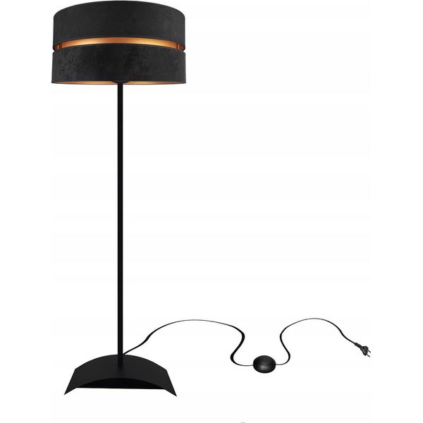 Lampada Da Terra Soggiorno Nero-Oro Lampada Da Terra Design Moderno E27 Della Serie N340 (N340-P-SS)-image