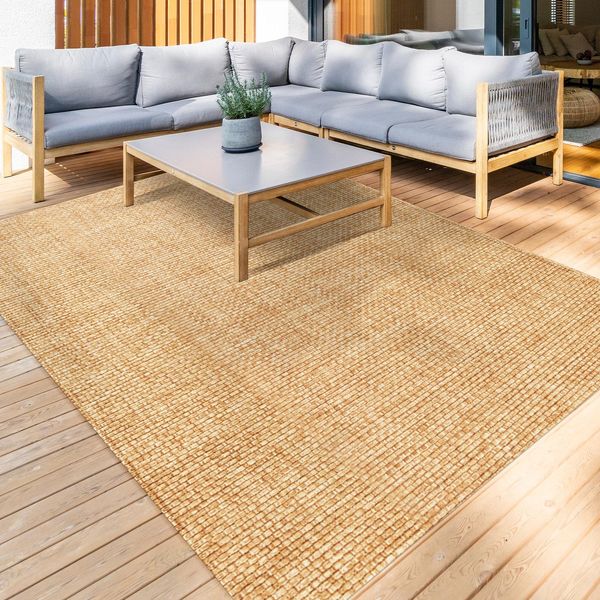 Tappeto Per Esterni Ella 2 Colori Durevole E Resistente Alle Intemperie Beige 80 X 150 Cm-image