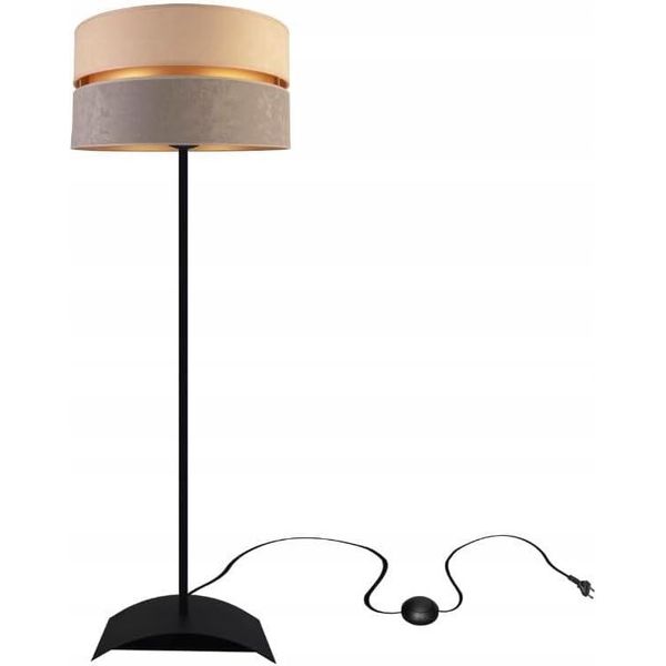 Lampada Da Terra Soggiorno Beige-Grigio-Oro Lampada Da Terra Design Moderno E27 Della Serie N340 (N340-P-BG)-image