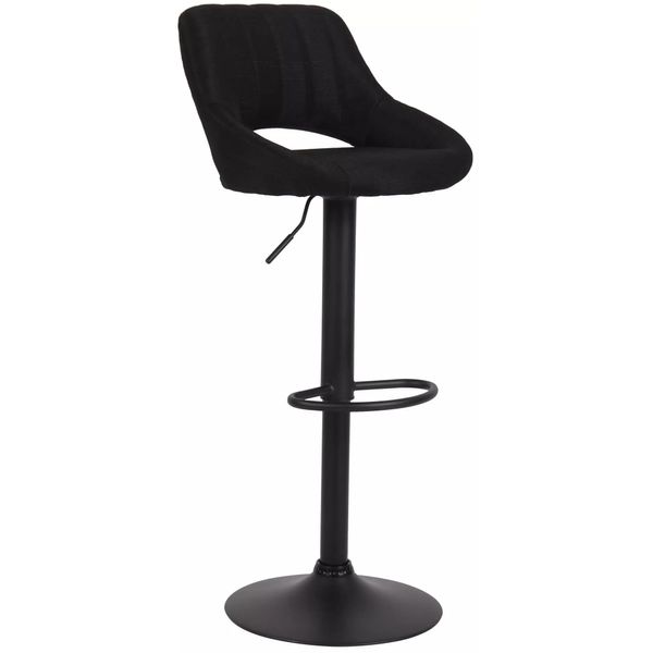 In And Outdoormatch Sgabello Hipo Nero - Tessuto - Altezza Seduta 60-81Cm - Sgabelli Ergonomici - Altezza Regolabile - Set Di 1 - Con Schienale - Per Cucina E Bar-image