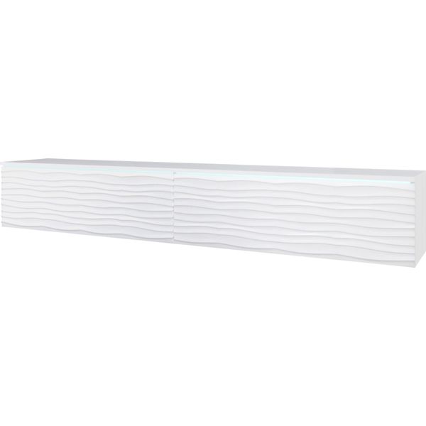 Minio, Mobile Tv, Lavagna Tv "Donna"" 180 Cm In Piedi, Sospesa, Frontale In Mdf, Motivo: Onda, Colore Bianco"-image