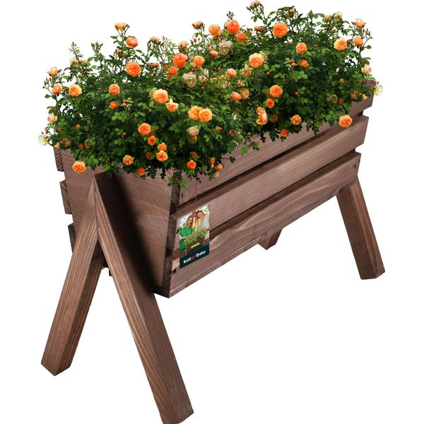Kotarbau® Fioriera Su Gambe 40,5 X 18 X 28,5 Cm Marrone Letto Rialzato Per Erbe Da Balcone Fioriera In Legno Letto Rialzato Per Terrazza E Balcone Letto Per Verdure Letti Rialzati-image
