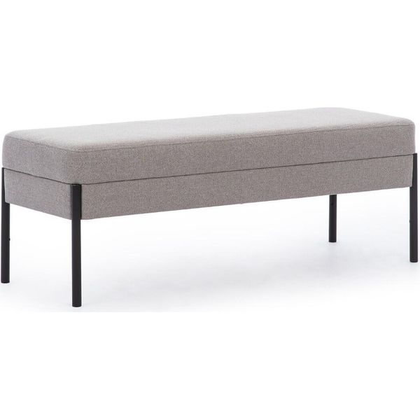 Panca Da Letto Grigia Di Design Con Struttura In Legno E Tessuto Imbottito Jv Moebel-image