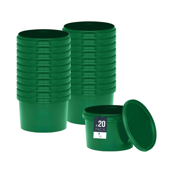 Secchio Benbow Con Coperchio 10L X20 Verde - Sicuro Per Gli Alimenti, Robusto, Ermetico, A Prova Di Perdite, Inodore - Secchio In Plastica Con Manico - Vuoto-image