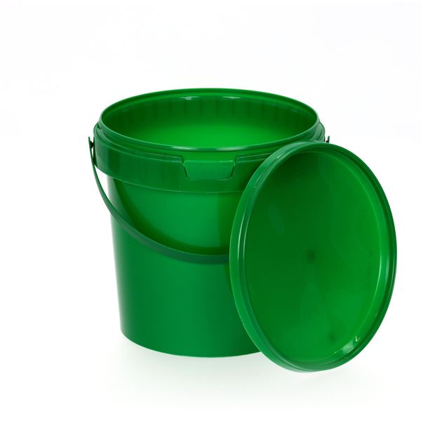 Benbow Secchio Con Coperchio 1L X3 Verde - Secchio Per Alimenti, Robusto, Ermetico, A Tenuta Stagna, Inodore - Secchio In Plastica Con Manico - Vuoto-image