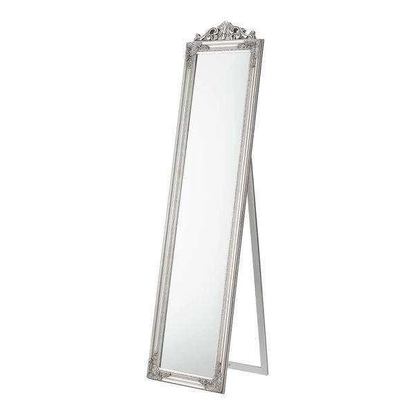 In And Outdoormatch Bellissimo Specchio Autoportante Divarno - Con Cornice Barocca - Regolabile - 160 X 40 Cm - Argento - Specchio A Figura Intera-image