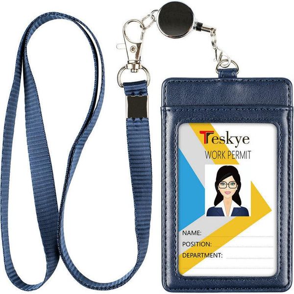 Inf Porta Carte Verticale In Finto Cuoio Blu-image