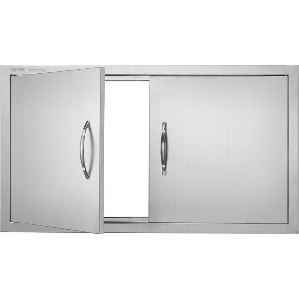 Porta Di Accesso Al Barbecue Vevor, 863 X 482 X 46 Mm, Doppia Porta Per Cucina Esterna, Porta In Acciaio Inox Da Incasso, Porta Verticale A Parete Con Maniglie, Per Isola Barbecue, Postazione Barbecue, Mobile Esterno, Ecc.-image