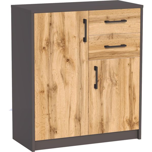 Cassettiera Combinata Iboja 2 – Grafite / Rovere Wotan-image