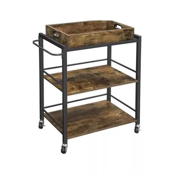 In And Outdoormatch Carrello Portavivande Su Ruote Jippie - Industriale - Carrello Portavivande - Carrello Bar - Carrello Portabibite - 3 Vassoi - 65X40X86Cm-image