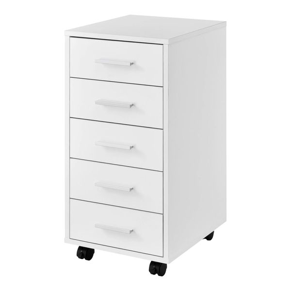 In And Outdoormatch Rashad - Cassettiera - Su Rotelle - 63X33X38 Cm - Bianco - Truciolare - Design Moderno-image
