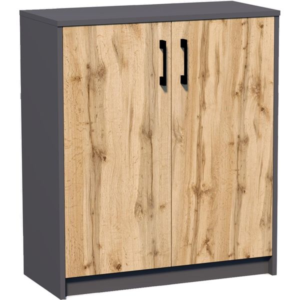 Cassettiera Con Ante Iboja – Grafite / Rovere Wotan-image