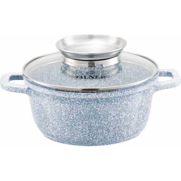 Pentola Zilner Con Coperchio In Vetro, Pentola Antiaderente, Pentola Per Cottura A Induzione, In Fusione Di Alluminio, Per Tutti I Tipi Di Fornelli, Nero (1,3 L) ZL--image