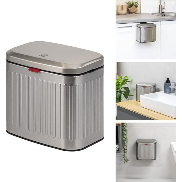 Cestino Eluno, Cestino Per Cucina E Bagno, Capacità 3 Litri, Look Acciaio Inox-image