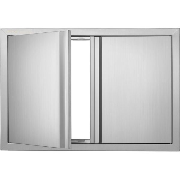 Vevor Porta Di Accesso Al Barbecue, 774 X 532 Mm, Doppia Porta Per Cucina Esterna, Porta A Incasso In Acciaio Inox, Porta Verticale A Parete Con Maniglie A Scomparsa, Per Isola Barbecue, Stazione Barbecue, Mobile Esterno-image