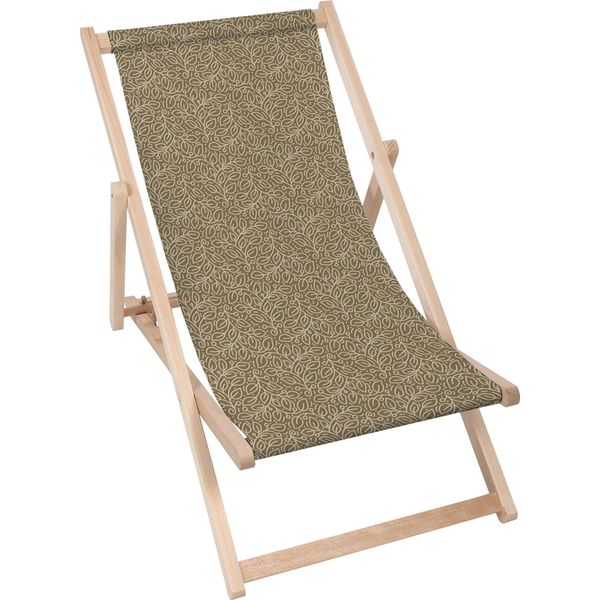 Lettino Pieghevole In Legno Dreamroots, Fino A 130 Kg, Lettino Pieghevole Con Regolazione Dell'inclinazione Dello Schienale In 3 Fasi, Più Foglie Beige-image