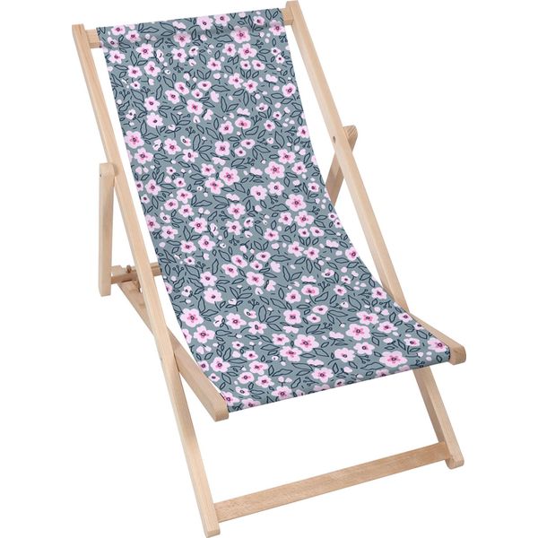 Lettino Pieghevole In Legno Dreamroots, Fino A 130 Kg, Lettino Pieghevole Con Regolazione Dell'inclinazione Dello Schienale In 3 Fasi, Small Violet Flowers-image