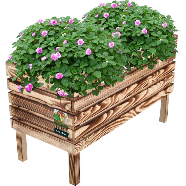 Kotarbau® Letti Rialzati Per Giardino 64 X 30 X 39 Cm Fioriera In Legno Bruciata Fioriera Da Balcone Fioriera Fioriera Fioriera In Legno Fioriera In Legno Cassetta Per Orto Letto Da Giardino-image