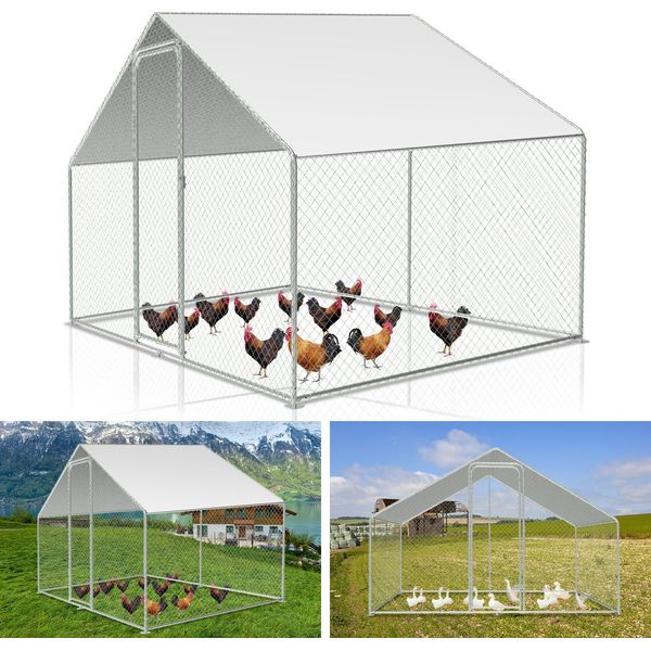 Recinto Per Polli Ruspanti 3X2X2M - Pollaio In Metallo 6 M² Con Porta E Serratura-image