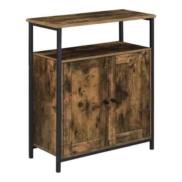 In And Outdoormatch Cassettiera Breanna - 79 X 60 X 30 Cm - Colore Nero E Legno - Truciolato E Ferro - Look Moderno-image