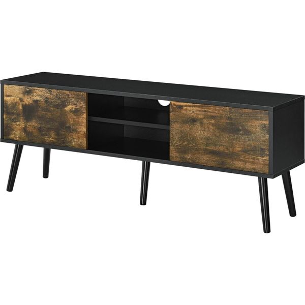 In And Outdoormatch Robert Armadio Mathilda - 120 X 29,5 X 46,5 Cm - Colore Nero E Legno Scuro - Truciolato E Legno - Design Elegante-image