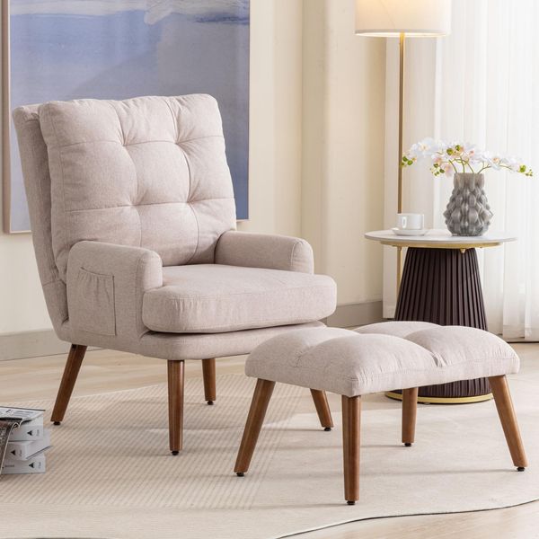 Fortuna Lai Poltrona Poltrona Reclinabile, Reclinabile, Wing Chair Sedia Imbottita Con Sgabello Poltrona Tv Poltrona Da Lettura Per Camera Da Letto/Soggiorno-image