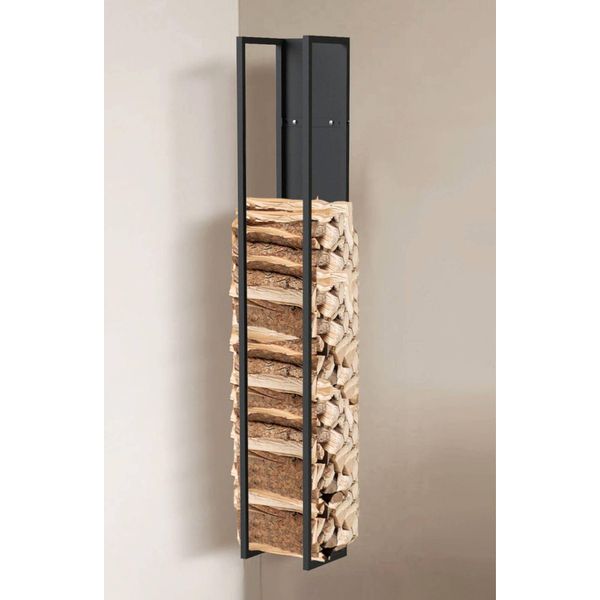 Dandibo Porta Legna Da Interno In Metallo Nero Porta Legna 160 Cm Con Parete Posteriore Appeso Alla Parete 96540 Cesto Per Legna Porta Legna Per Caminetto Porta Legna-image