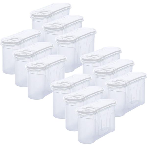 Novaliv Barattoli Sfusi Set Di 12 Barattoli Per Spolverare Da 1,3 Litri - Dimensioni (Lxpxh): 22 X 13 X 8,5 Cm - Barattolo Con Coperchio Da 1L Per Muesli Farina Zucchero Barattoli Organizzatore Per Cucina Scatola Per Alimenti Scatola Per Preparazione Pasti-image