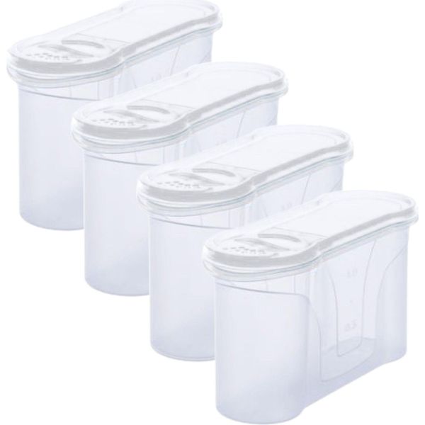 Novaliv Barattoli Sfusi 4 Pezzi Barattolo Per Spolverare Da 1,3 Litri - Dimensioni (Lxpxh): 22 X 13 X 8,5 Cm - Barattolo Con Coperchio Da 1L Per Farina Muesli Barattoli Di Zucchero Organizzatore Per Cucina Scatola Per Alimenti Scatole Per La Preparazione Dei Pasti-image