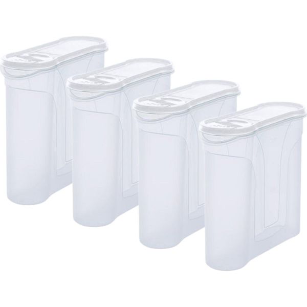 Novaliv Barattoli Sfusi 4 Pezzi Barattolo Per Spolverare Da 4 Litri - Dimensioni (Lxlxh): 25,5 X 25,5 X 10 Cm - Barattolo Con Coperchio 4L Per Muesli Farina Zucchero Barattoli Cucina Organizzatore Cibo Scatola Preparazione Pasti-image