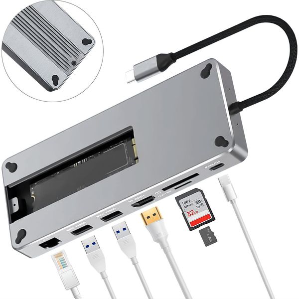 Reagle Hub USB-C Nvme Sata M.2 USB-C 3.2 Hdmi 4K 60Hz Pd 100W Replicatore Di Porte Ssd-image