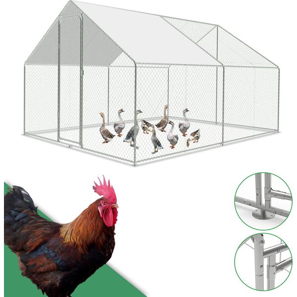 Recinto Per Polli Ruspanti 3X3X2M - Pollaio In Metallo 9 M² Con Porta E Serratura-image