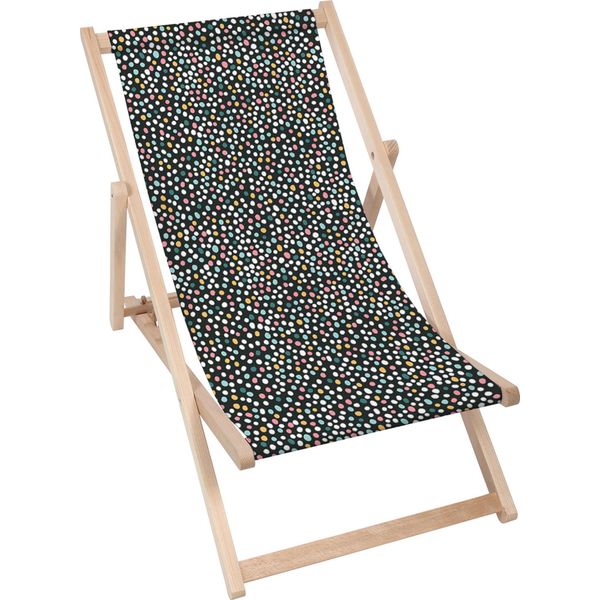 Lettino Dreamroots Pieghevole In Legno Fino A 130 Kg, Lettino Pieghevole Con Regolazione Dell'inclinazione Dello Schienale A 3 Livelli, Pois Multicolore-image